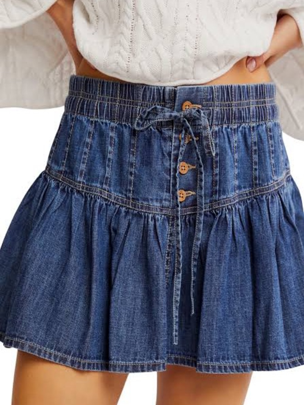 We The Free Roselle Denim Mini Skirt